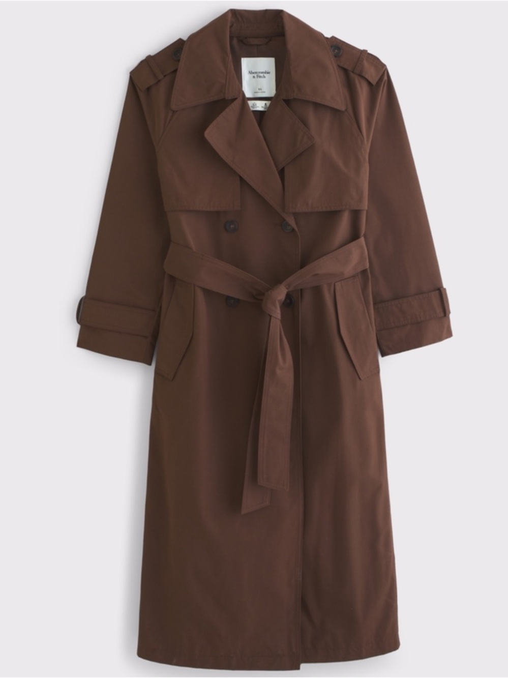 Abercrombie & Fitch Brown Double-Breasted Trench Coat